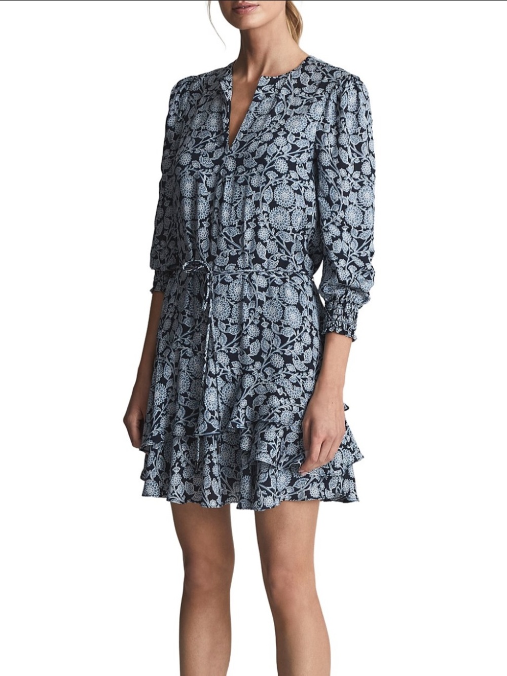 REISS Leanna Floral Print Flippy Mini Dress size 10